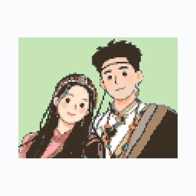 perler bead pattern pixel art 藏族服装情侣